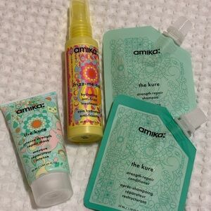 Amika the Kure shampoo conditioner repair mask frizz me not spray